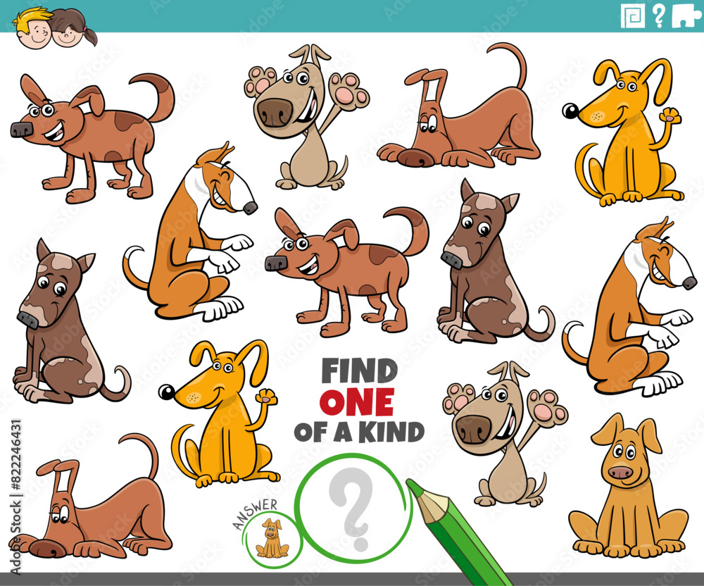 Obraz premium one of a kind activity with cartoon dog characters
