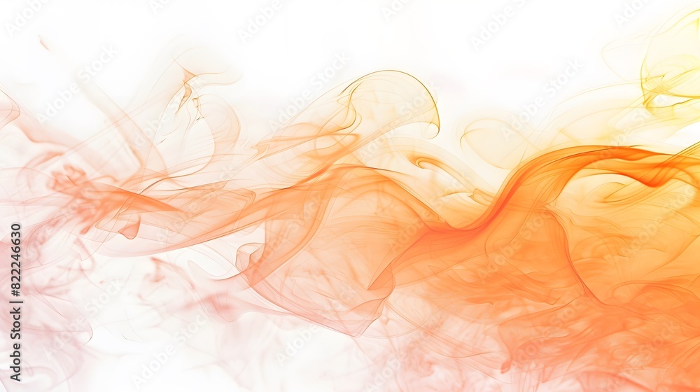 Pastel orange smoke streams flowing smoothly, creating a soft texture against white.