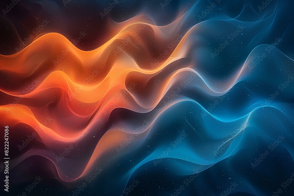Fototapeta premium An orange and blue wave pattern on a black background