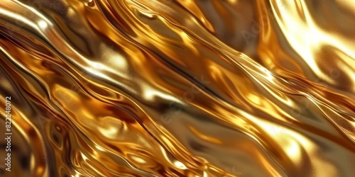 Gold abstract background with liquid metal waves, golden liquid flow. Luxury wallpaper design. Gold abstract background with fluid gold elements. Golden texture for luxury product presentation.