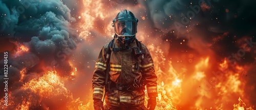 Low-angle view of a determined firefighter