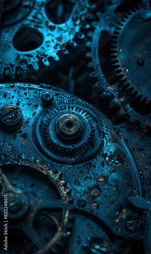 Blue Abstract Mechanical Gears,Photorealistic HD Blue Abstract Mechanical Gears,Photorealistic HD