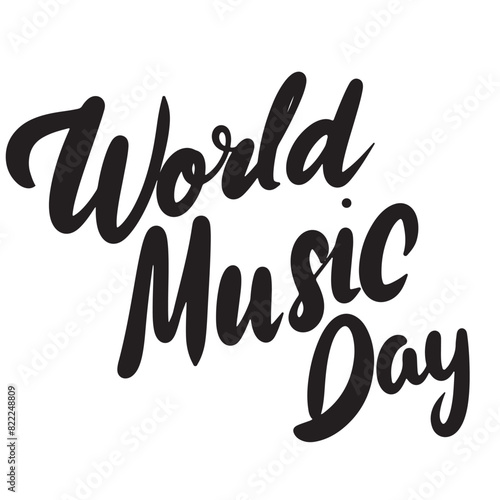 World Music Day text. Hand drawn vector art.