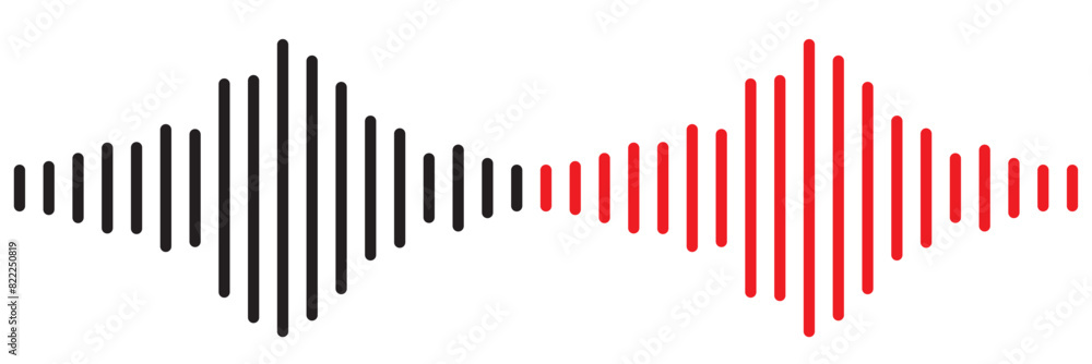 Radio Wave icon. Monochrome simple sound wave on transparent background. Vector sound wave icon. Music player sound bar. Record interface. Equalizer icon with soundwave line. used for mobile phone. Radio Wave icon. Monochrome simple sound wave on transparent background. Vector sound wave icon. Music player sound bar. Record interface. Equalizer icon with soundwave line. used for mobile phone.