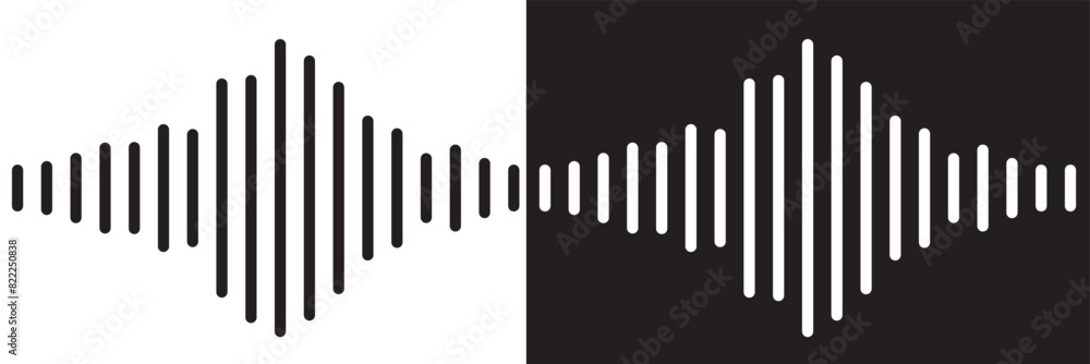Radio Wave icon. Monochrome simple sound wave on transparent background. Vector sound wave icon. Music player sound bar. Record interface. Equalizer icon with soundwave line. used for mobile phone. Radio Wave icon. Monochrome simple sound wave on transparent background. Vector sound wave icon. Music player sound bar. Record interface. Equalizer icon with soundwave line. used for mobile phone.