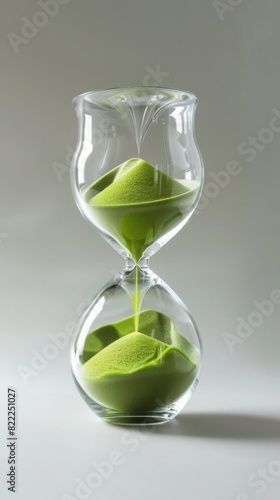 hourglass on green background