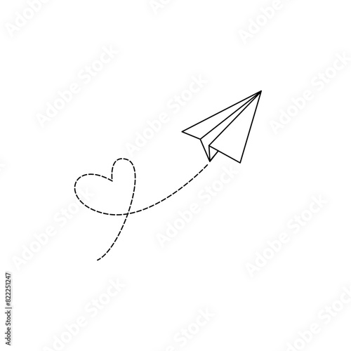 Line paper plane, line paper plane art doodle on white transparent. line paper plane design for icon, logo, card, poster design, cover, print