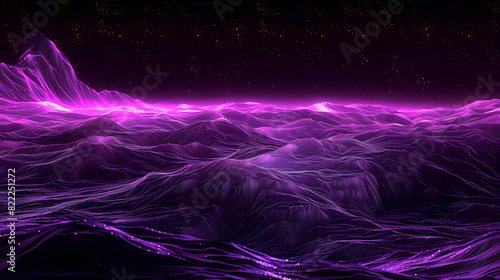 Purple starry sky, endless horizon photo