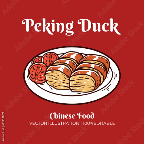 Peking duck chinese food vector illustration