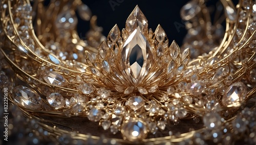 A resplendently sparkling crystal crawler, every facet gleams with opulence amidst its intricate design: transparent crystals 
