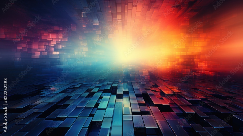 A captivating abstract 3D digital art concept with a gradient of warm to cool colors and geometric shapes A captivating abstract 3D digital art concept with a gradient of warm to cool colors and geometric shapes