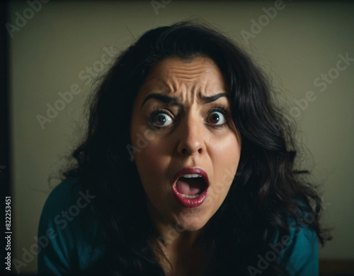 a shocked, surprised woman caucasian white woman