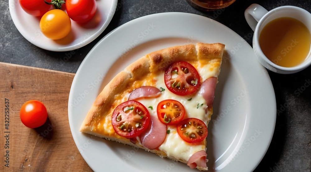 Cheese pizza served on a white ceramic plate Cheese pizza served on a white ceramic plate