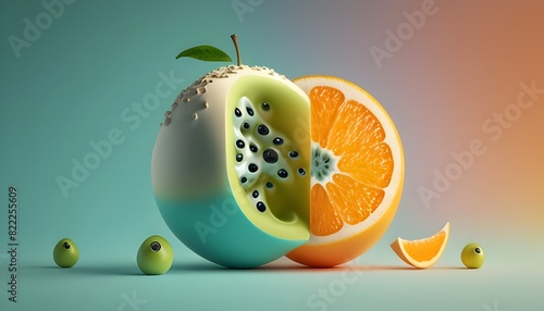 Harmonious Fusion A Striking Juxtaposition of Vibrant Citrus and Geometric Mystique