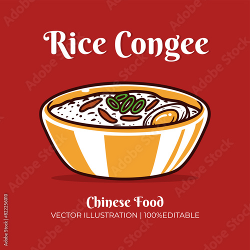 Rice congee chinese food vector illustration