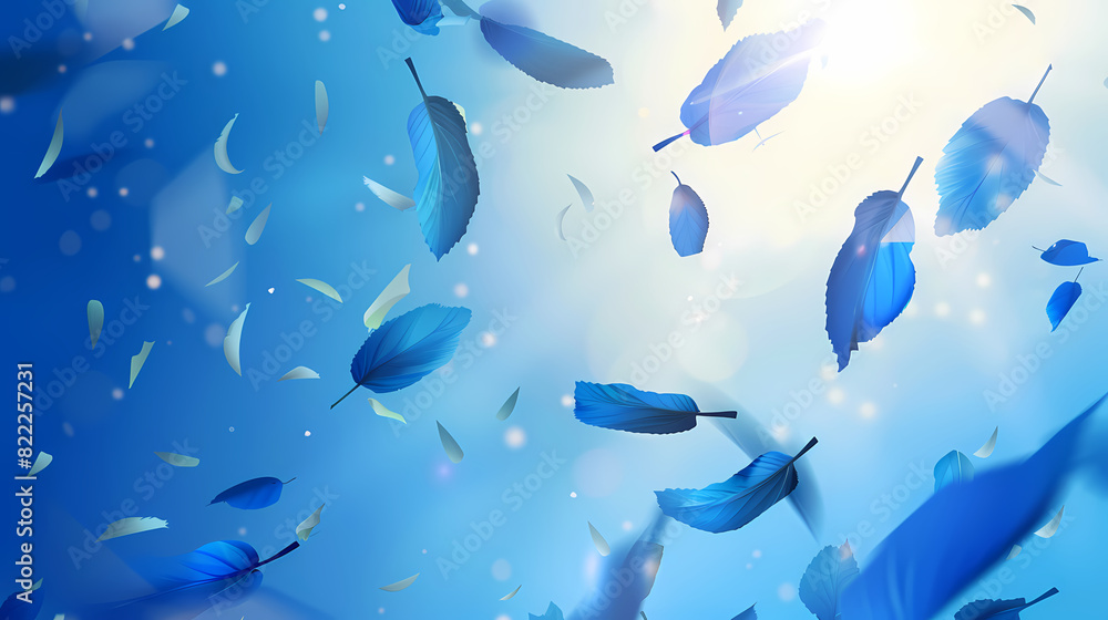 Flying leaves effect with mild sunbeam in 3d illustration vector Flying leaves effect with mild sunbeam in 3d illustration vector