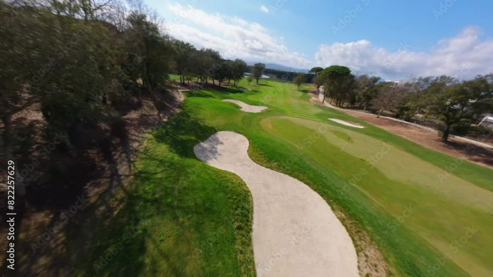 FPV of Camiral Golf Course And Its Scenic Surroundings, Girona, Spain FPV of Camiral Golf Course And Its Scenic Surroundings, Girona, Spain