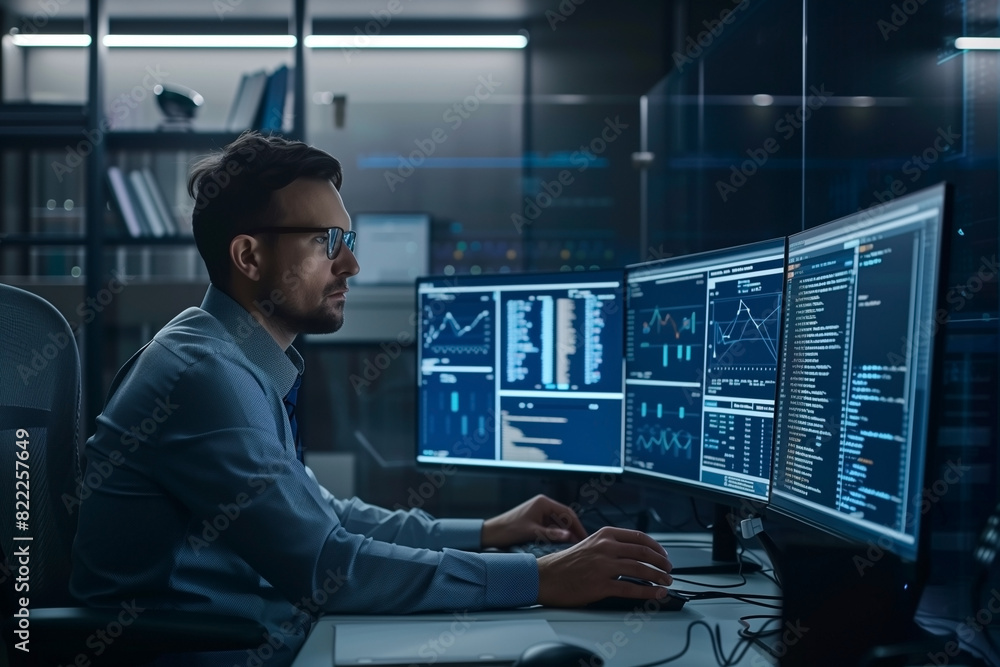 A virtual screen. Business strategy, data analysis technology, and financial growth idea. A virtual screen. Business strategy, data analysis technology, and financial growth idea.