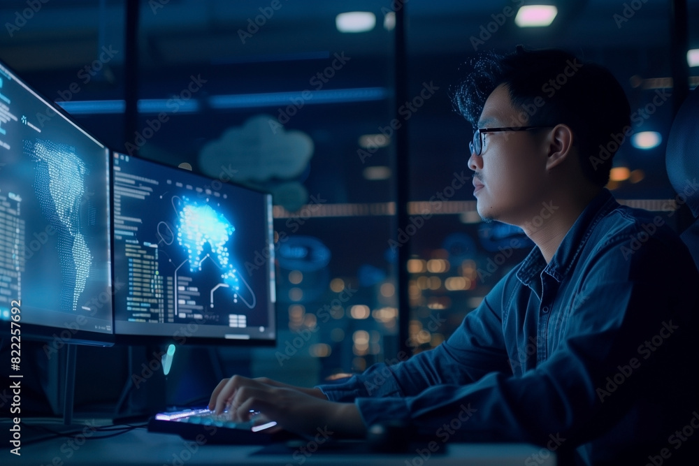 A virtual screen. Business strategy, data analysis technology, and financial growth idea. A virtual screen. Business strategy, data analysis technology, and financial growth idea.