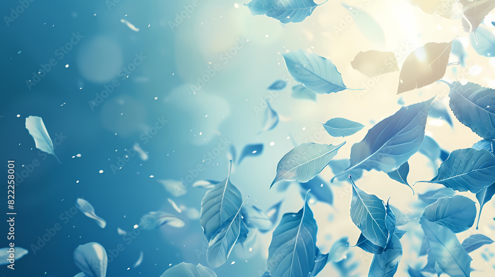 Flying leaves effect with mild sunbeam in 3d illustration vector Flying leaves effect with mild sunbeam in 3d illustration vector