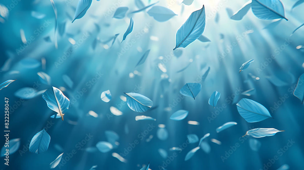 Flying leaves effect with mild sunbeam in 3d illustration vector Flying leaves effect with mild sunbeam in 3d illustration vector