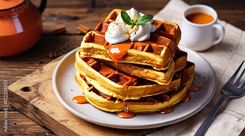 Waffles made from pumpkin puree, eggs and flour