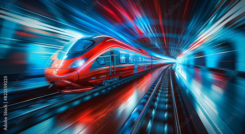 A vibrant red high-speed train at the station A vibrant red high-speed train at the station