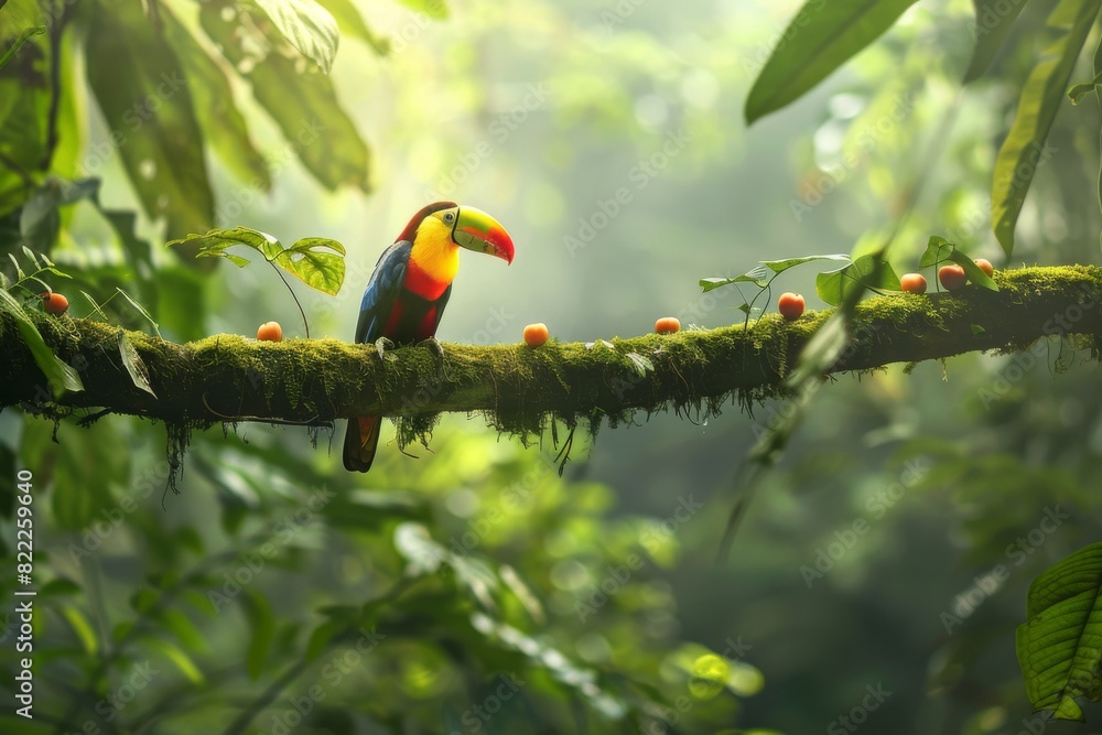 A stunning tropical bird perched amid the lush greenery of the Amazon rainforest, showcasing vibrant colors and natural beauty. A stunning tropical bird perched amid the lush greenery of the Amazon rainforest, showcasing vibrant colors and natural beauty.