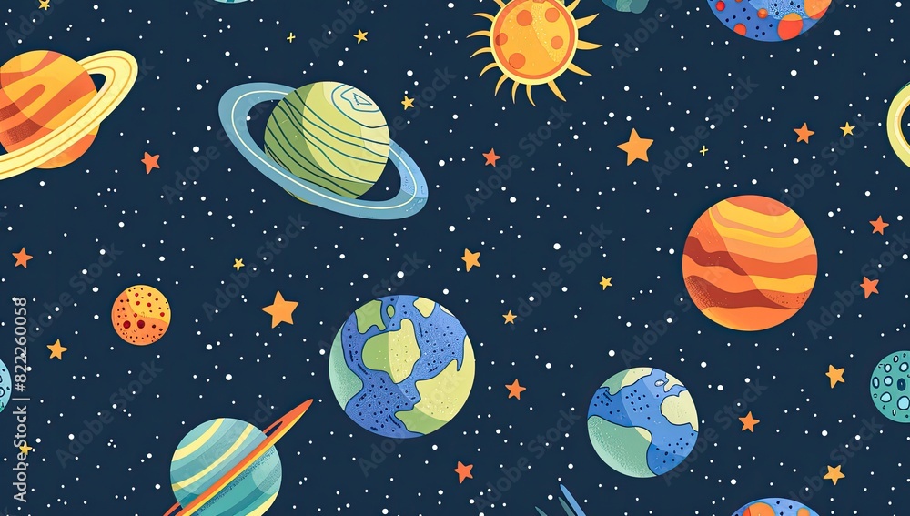 Whimsical Cartoon Space Background Whimsical Cartoon Space Background