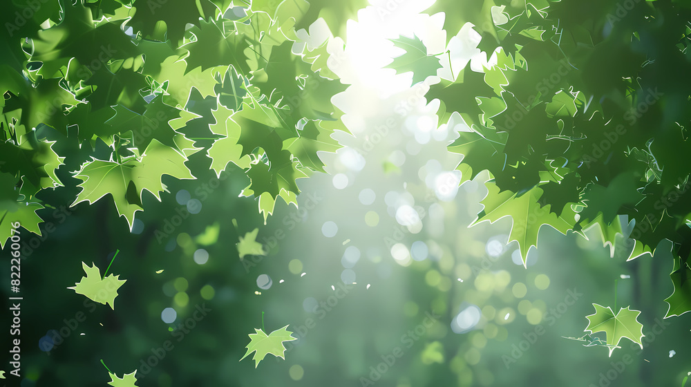 Flying leaves effect with mild sunbeam in 3d illustration vector Flying leaves effect with mild sunbeam in 3d illustration vector
