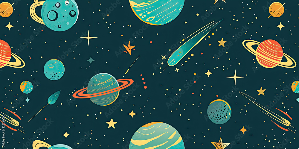 Whimsical Cartoon Space Background Whimsical Cartoon Space Background