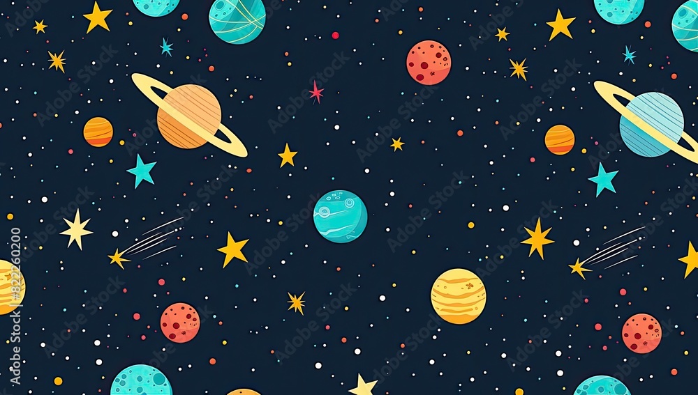 Whimsical Cartoon Space Background Whimsical Cartoon Space Background