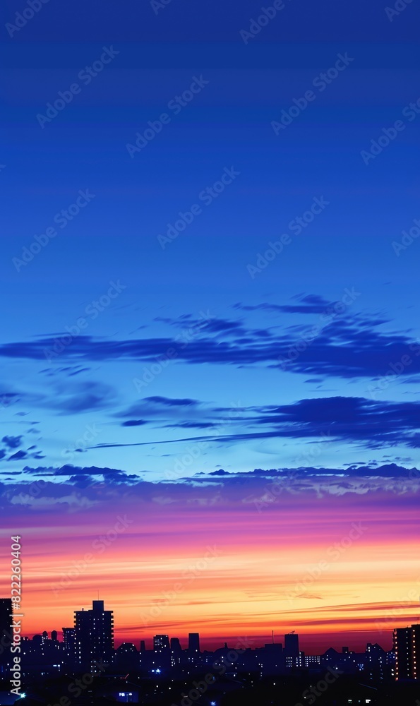 Blue Abstract Skyline At Dusk,Photorealistic HD Blue Abstract Skyline At Dusk,Photorealistic HD