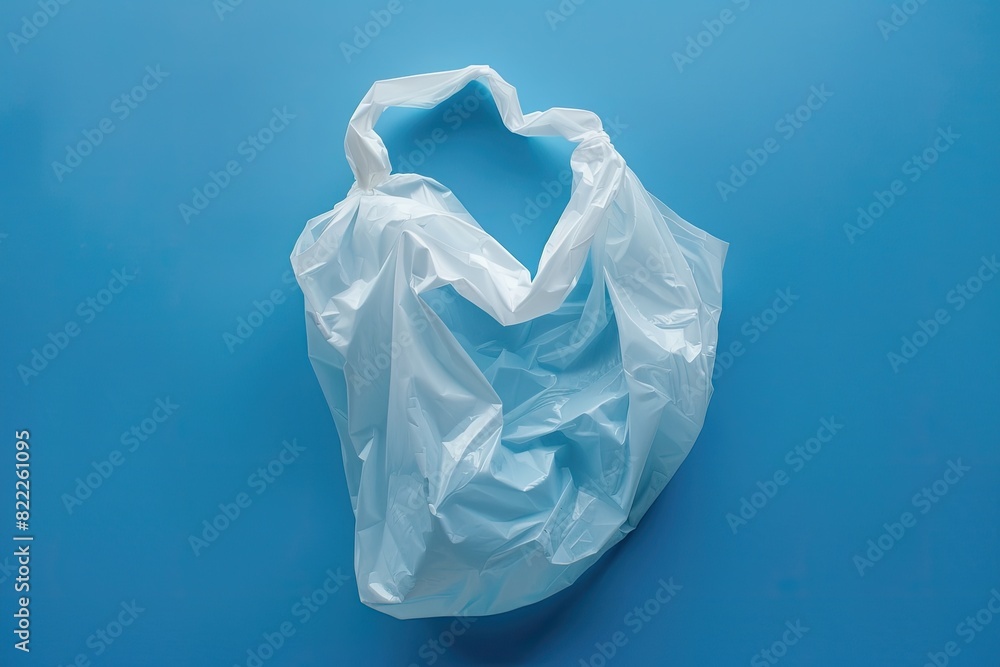 Crumpled Plastic Bag on Blue Background Crumpled Plastic Bag on Blue Background