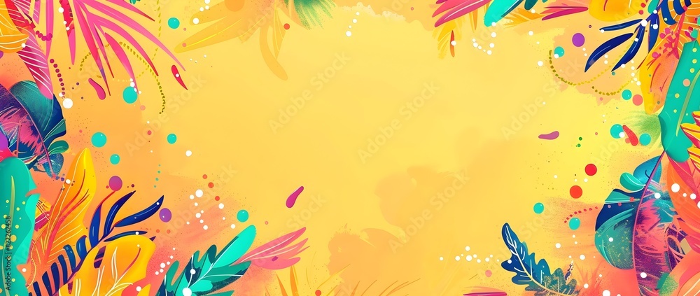 Obraz premium Vibrant Carnival Inspired Doodle Border with Blank Space for Message