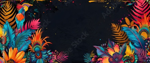 Vibrant Carnival Inspired Doodle Border with Blank Space for Mockup or Message