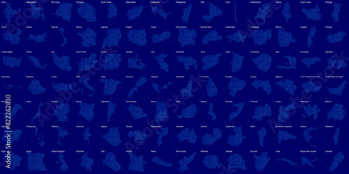 Set of World Countries Dotted Map Part 1