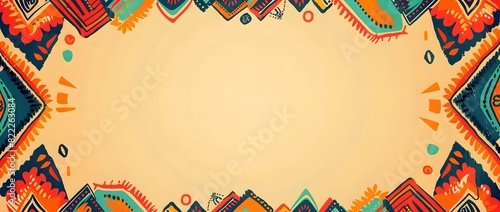 Vibrant and Abstract Patterned Border Design with Blank Central Space for Hispanic Heritage Month Mockup Background