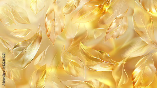 Gold foil leaf texture, glass effect background vector illustration. © PJ Gallery