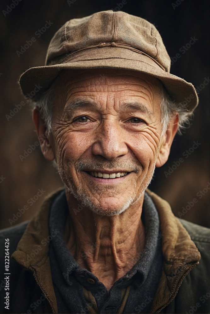 Close-up Portrait of an Elderly Person in a Hat Close-up Portrait of an Elderly Person in a Hat