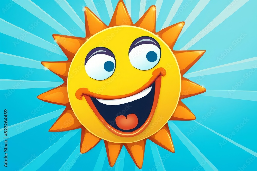 A cartoon sun with a wide grin and freckles, enthusiastically speaking into a megaphone The vibrant blue background enhances the playful and uplifting mood of the image, perfect for cheerful communica A cartoon sun with a wide grin and freckles, enthusiastically speaking into a megaphone The vibrant blue background enhances the playful and uplifting mood of the image, perfect for cheerful communica