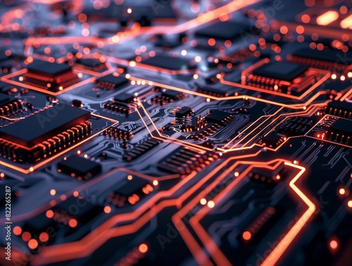 High-tech lab with quantum computing equipment and digital readouts