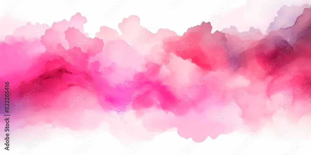 Fototapeta premium pink watercolor texture background, pink smoke cloud wave painting, pink splash art ink paint banner, 