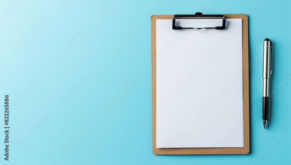 Simple Office Supplies on Aqua Surface Simple Office Supplies on Aqua Surface