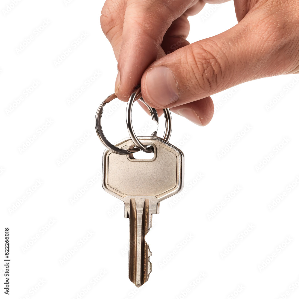 Hand holding keys, transparent background, isolated image, generative AI Hand holding keys, transparent background, isolated image, generative AI