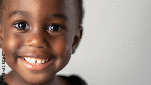 Age 1 black male, smiling, copy space