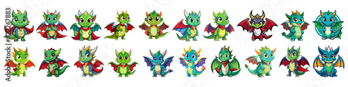 set dragon baby vector logo, cute little dragon photo