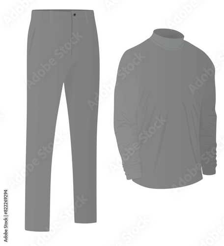 Long sleeve t shirt and chino pants. vector