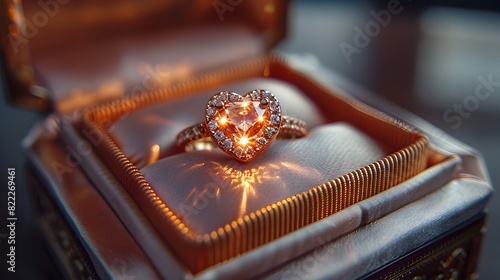 Exquisite Engagement Ring Resting in Ornate Jewelry Box