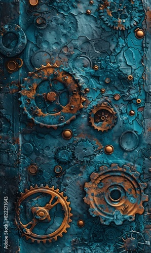 Blue Abstract Steampunk Elements,Photorealistic HD